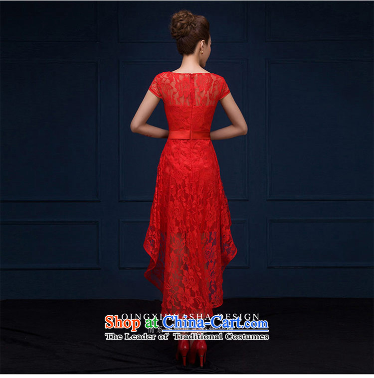Qing Hua Sha red elegant 2015 new bride services shoulder the word bows lace round-neck collar marriage wedding dresses red L picture, prices, brand platters! The elections are supplied in the national character of distribution, so action, buy now enjoy more preferential! As soon as possible.