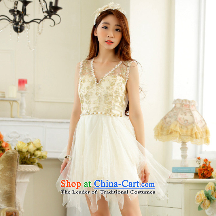 C.o.d. 2015 New Korea back with V-Neck lace dresses xl stylish Sweet dress web irregular petticoats video thin dress thick m champagne color XXL approximately 140-160 characters catty picture, prices, brand platters! The elections are supplied in the national character of distribution, so action, buy now enjoy more preferential! As soon as possible.