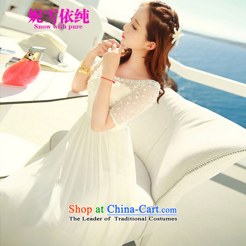 In accordance with the pure 2015 Connie snow new products chiffon lace white dresses nail pearl bohemian long skirt video thin beachside resorts Long skirts cents 8251 white snow in pure ni S (SNOW WITH PURA) , , , shopping on the Internet