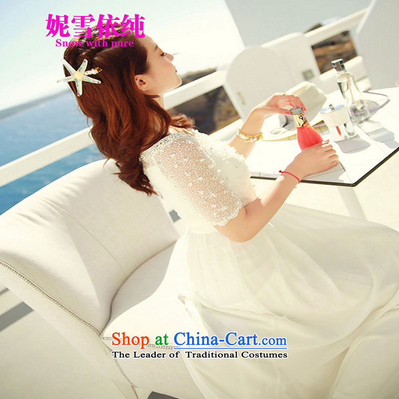 In accordance with the pure 2015 Connie snow new products chiffon lace white dresses nail pearl bohemian long skirt video thin beachside resorts Long skirts cents 8251 white snow in pure ni S (SNOW WITH PURA) , , , shopping on the Internet