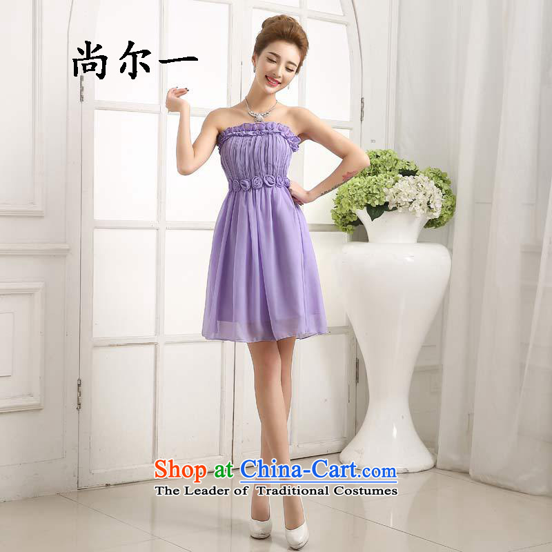Yet, a dress bridesmaid Dress Short of new 2015 Summer anointed chest bridesmaid service banquet betrothal small Female dress code is a light purple 6503