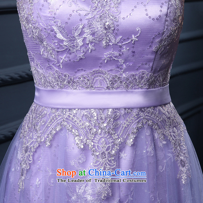 The leading edge of the Formosa lily wedding dresses 2015 new marriages bows to Korean word will shoulder graphics thin lace long gown banquet service sweet bridesmaid serving a light purple XXL, yarn edge Lily , , , shopping on the Internet