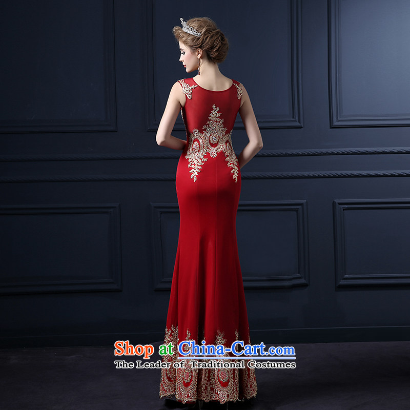 The leading edge of the Formosa lily wedding dresses 2015 autumn and winter new bride bows services Korean dress and annual meeting packages video thin ball dress luxurious banquet service long red deep red M yarn edge Lily , , , shopping on the Internet