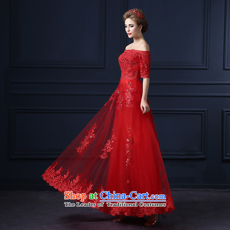 The leading edge of the Formosa lily wedding dresses new Word 2015 winter shoulder Korean lace evening dress marriages bows stylish Sweet will serve banquet service bridesmaid services advanced customization of red yarn edge Lily , , , shopping on the Internet