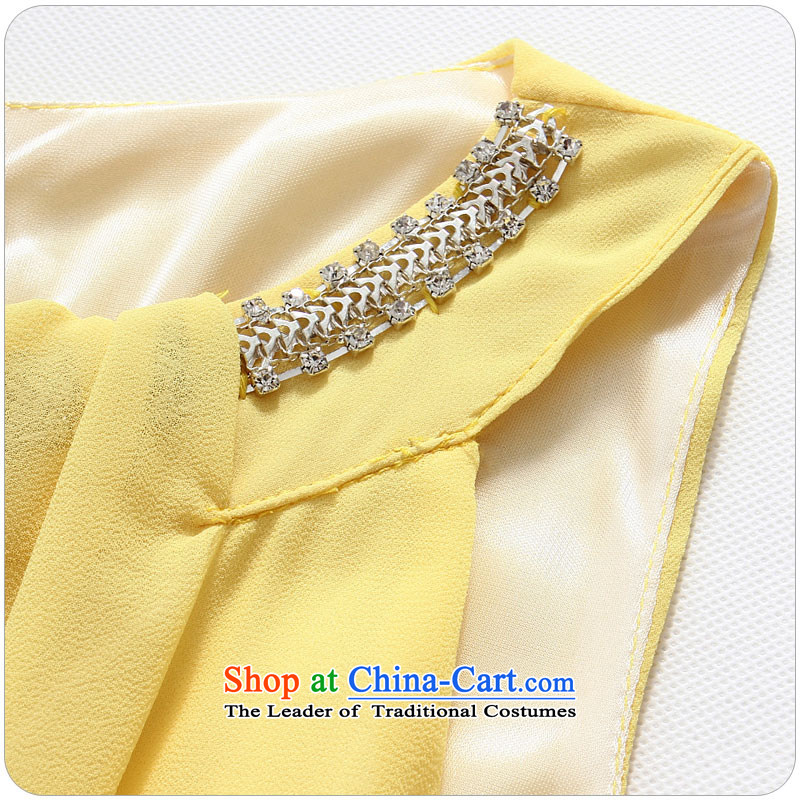 Before the new 2015 JK2 after short long frock coat sweet graphics large thin dress skirt sleeveless chiffon dresses yellow XXXL around 922.747 ,JK2.YY,,, recommendation 170 shopping on the Internet