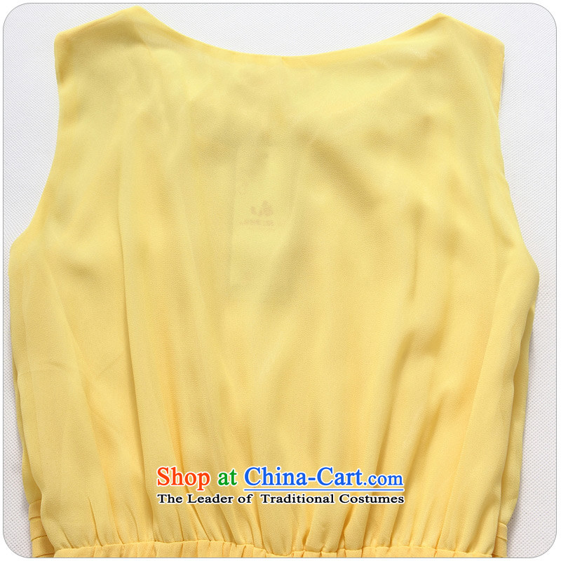 Before the new 2015 JK2 after short long frock coat sweet graphics large thin dress skirt sleeveless chiffon dresses yellow XXXL around 922.747 ,JK2.YY,,, recommendation 170 shopping on the Internet