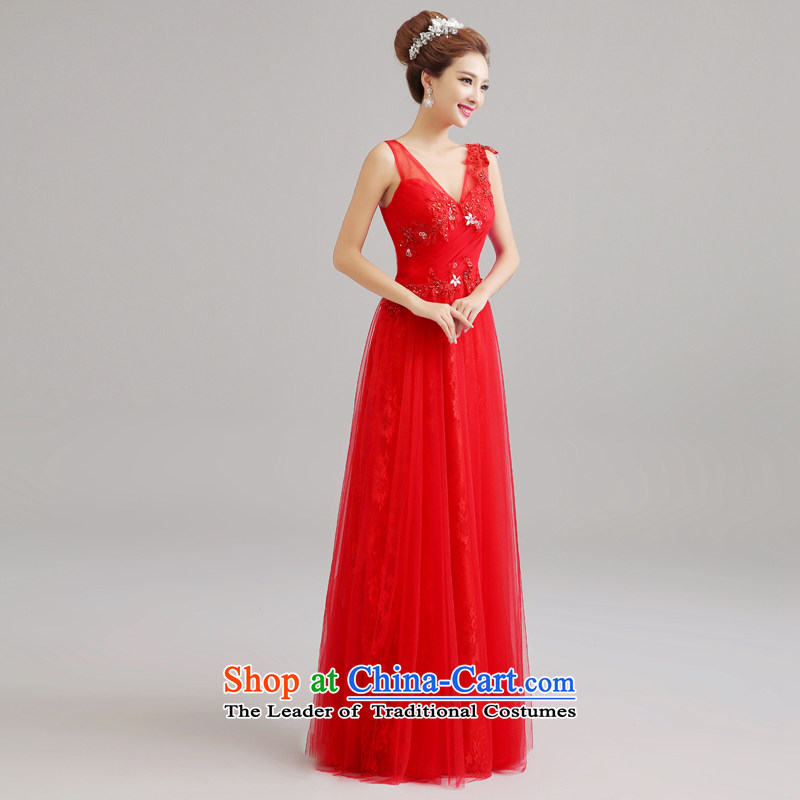 Every 2015 Spring/Summer Connie red wedding dresses shoulders bows Korean married long graphics thin long skirt marriage lace evening dress red tailored, does not allow for every JIAONI stephanie () , , , shopping on the Internet
