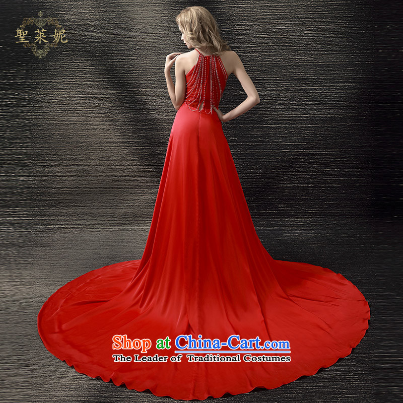 The Holy her wedding dresses Summer 2015 new red crowsfoot bride bows dress large Ms. large tail bride skirt RED M holy her sheng lai ni) ( , , , shopping on the Internet