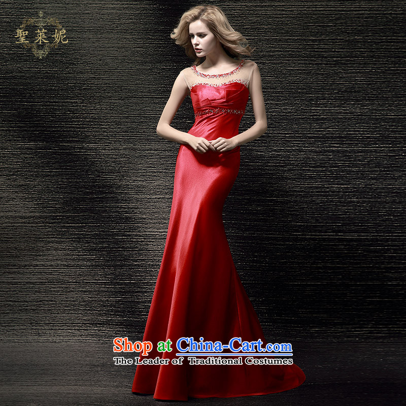 The Holy her wedding dresses Summer 2015 new red shoulders back door bows her dress and bride, large small trailing skirts red XL, holy her sheng lai ni) ( , , , shopping on the Internet