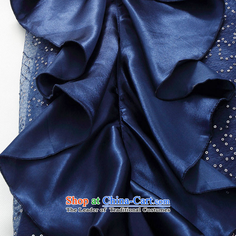 The new 2015 JK2 pure color large yards) bows services performed under the auspices of evening sweet strap long skirt dress blue XXXL recommendation 175 around 922.747 ,JK2.YY,,, shopping on the Internet
