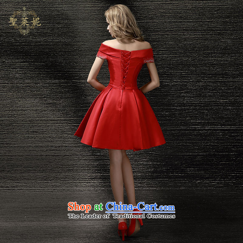 The Holy her wedding dress 2015 new bride services of the word bows shoulder Female dress short of red Summer Wedding evening dresses wedding red XL, holy her sheng lai ni) ( , , , shopping on the Internet