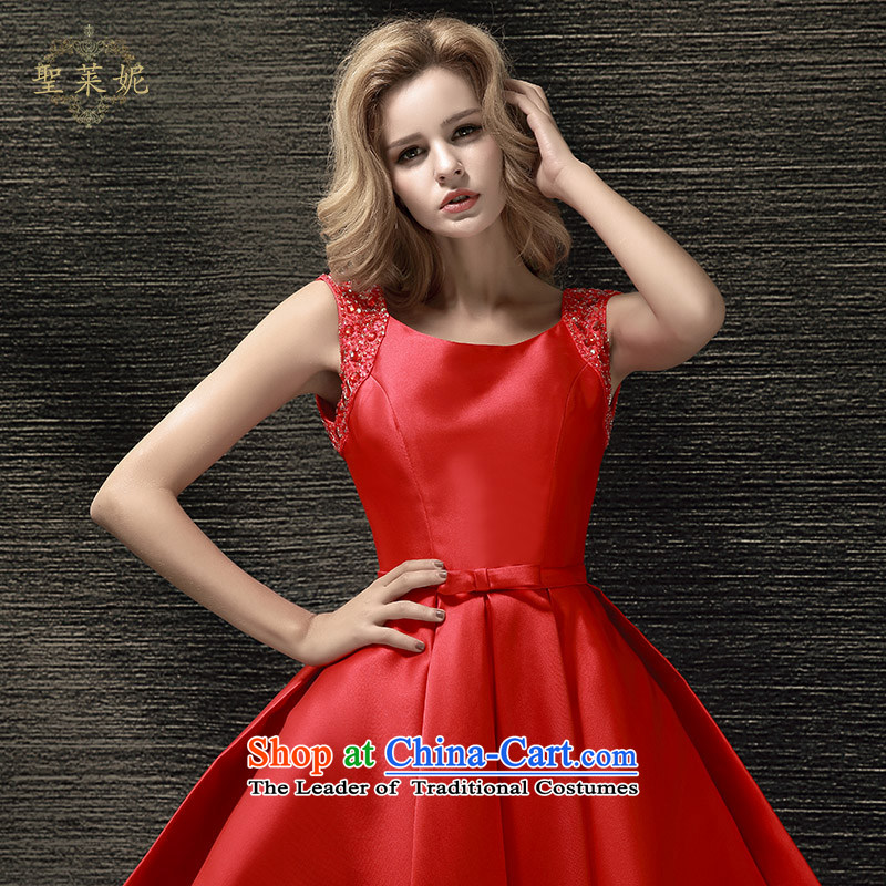 The Holy her wedding dresses Summer 2015 new bride Wedding Dress Short of shoulders red dress uniform dress bows RED M holy her sheng lai ni) ( , , , shopping on the Internet