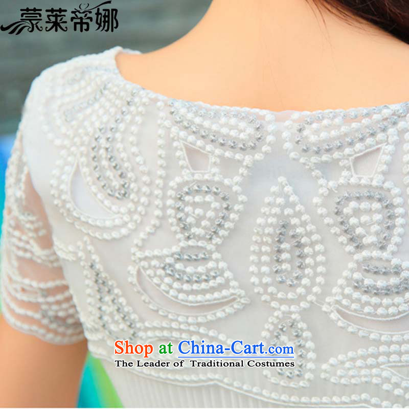 The 2015 Dili Blair and a new summer for women Lace Embroidery short-sleeved white dresses like Susy Nagle dragging evening dress 8127 M, Monrovia, Dili white na , , , shopping on the Internet