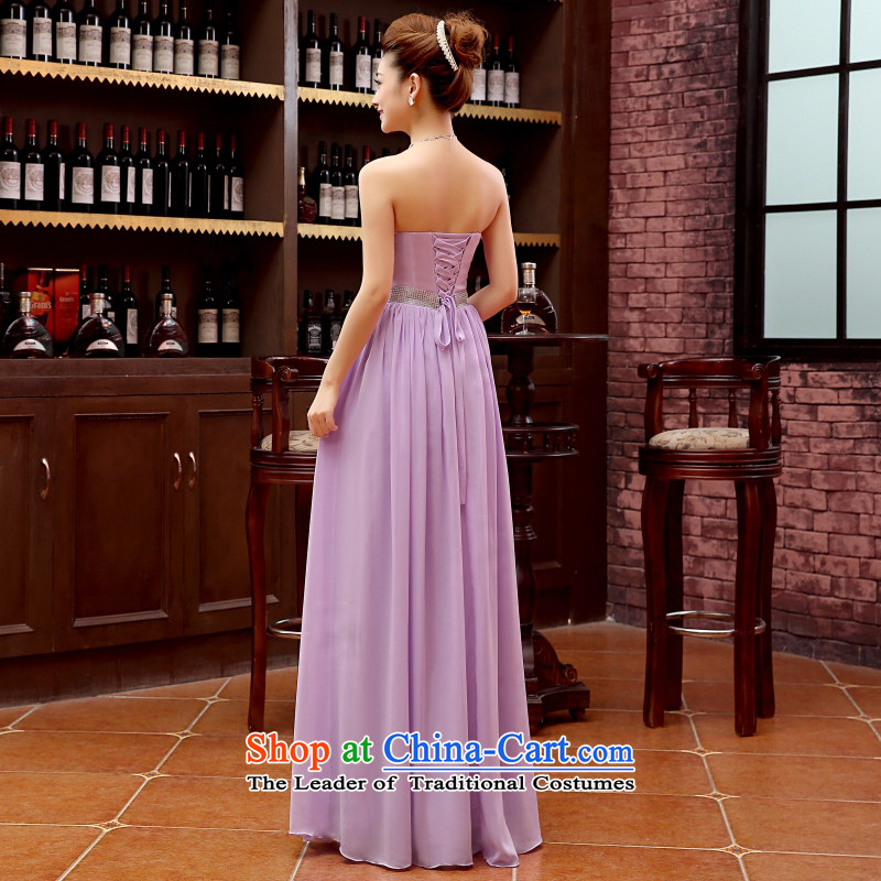 Time in Syria bridesmaid dress long 2015 new wiping the chest straps bows services bridesmaid skirt sister skirt performances dress bridesmaid gown evening dress female light purple XXL, time Syrian shopping on the Internet has been pressed.