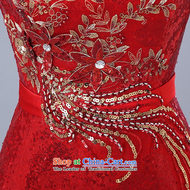 Yi Sang-wedding dresses love spring and summer 2015 new marriages bows to Korean dress stylish banquet shoulders and sexy on chip evening dresses female red XXL, Yi love is , , , shopping on the Internet