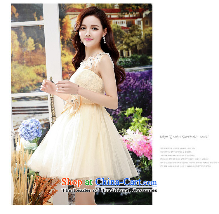 Upscale dress lace round-neck collar dresses sleeveless dress bon bon skirt 2015 Summer New flower bud skirt wedding dress bridesmaid skirt princess apricot M brand, prices, picture platters! The elections are supplied in the national character of distribution, so action, buy now enjoy more preferential! As soon as possible.