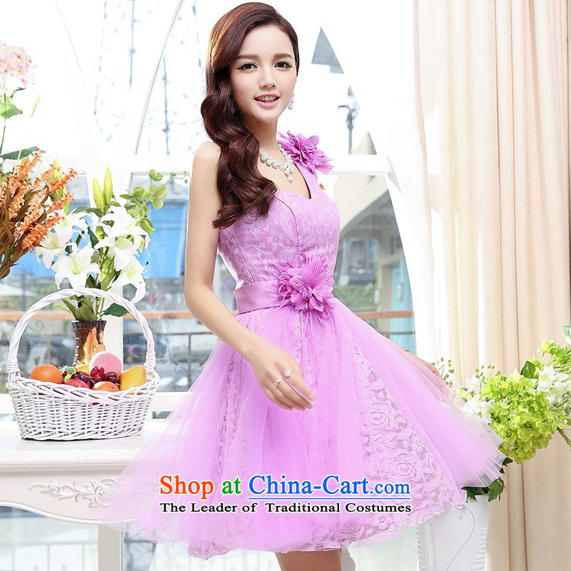 Click the shoulder dress upscale lace princess skirt 2015 summer is elegant and modern dresses wedding dresses wedding dress bon bon purple?L