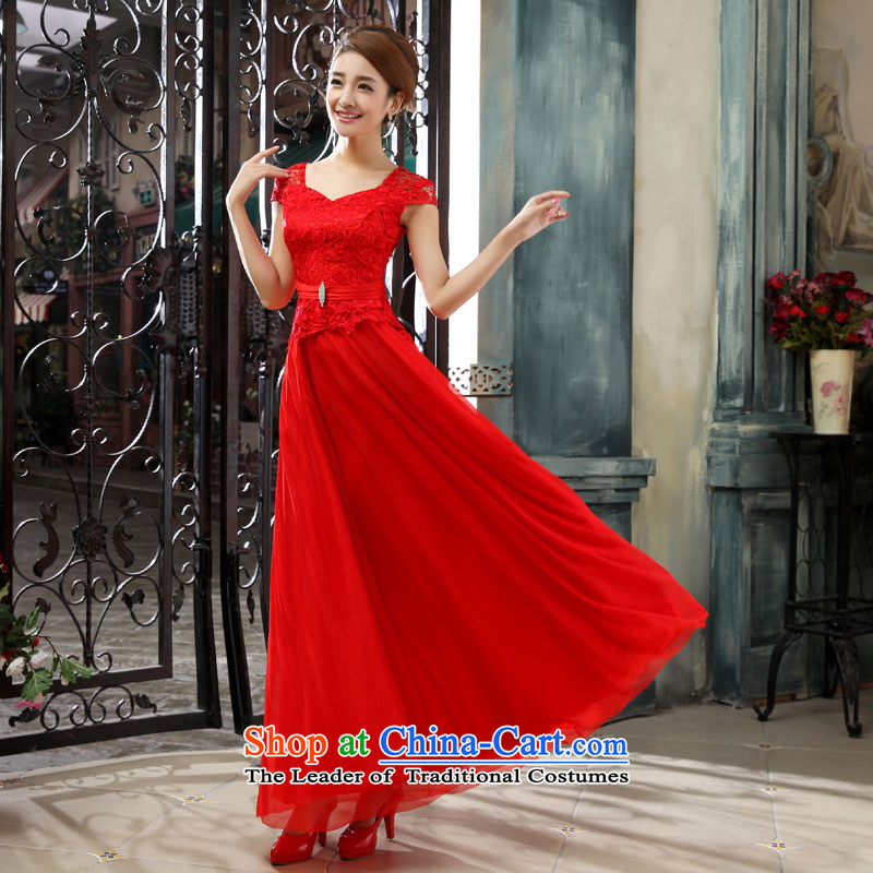 Every bride bows services Connie wedding dresses Summer 2015 new wedding dress red double-shoulder straps gathering banquet evening dresses long red XXL, JIAONI stephanie (PER) , , , shopping on the Internet