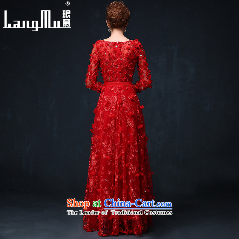 The dress Luang in summer and autumn 2015 new Korean flower marriages bows service banquet long evening dress chinese red M Luang in , , , shopping on the Internet