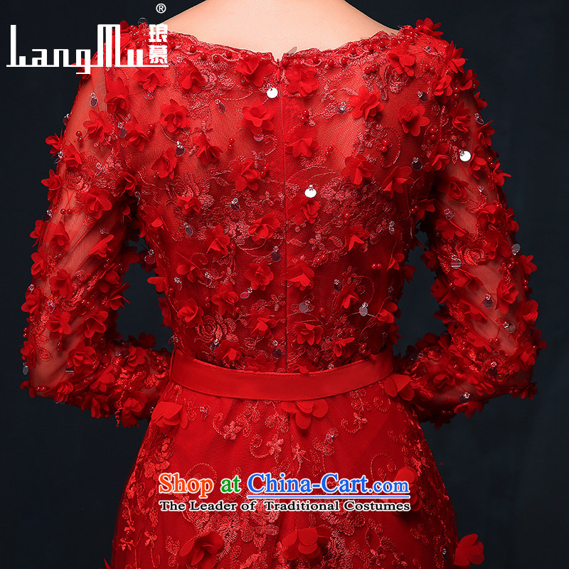 The dress Luang in summer and autumn 2015 new Korean flower marriages bows service banquet long evening dress chinese red M Luang in , , , shopping on the Internet