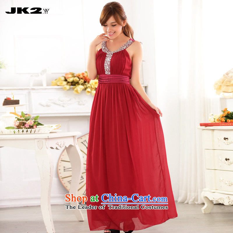  High-end light slice Jk2.yy long gown Sleeveless Top Loin video thin ice woven dresses large wedding banquet evening red XL recommendations about 135.