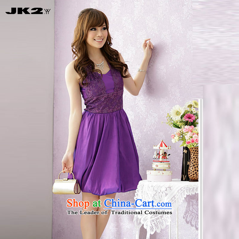 2015 lace hanging JK2 with hanging lanterns skirt Sau San graphics also thin large short of dress solid color dresses summer purpleXL recommendations about 125