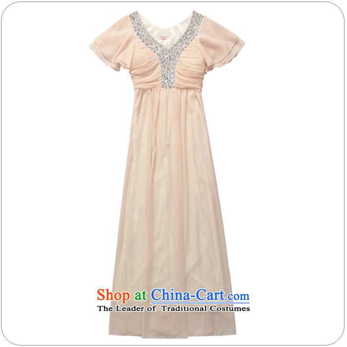 The new 2015 JK2 horn come on-chip V-neck in the Cuff chiffon skirt performances under the auspices of pure color long evening dress champagne color XL recommendations about 135 pictures, prices, brand platters! The elections are supplied in the national character of distribution, so action, buy now enjoy more preferential! As soon as possible.