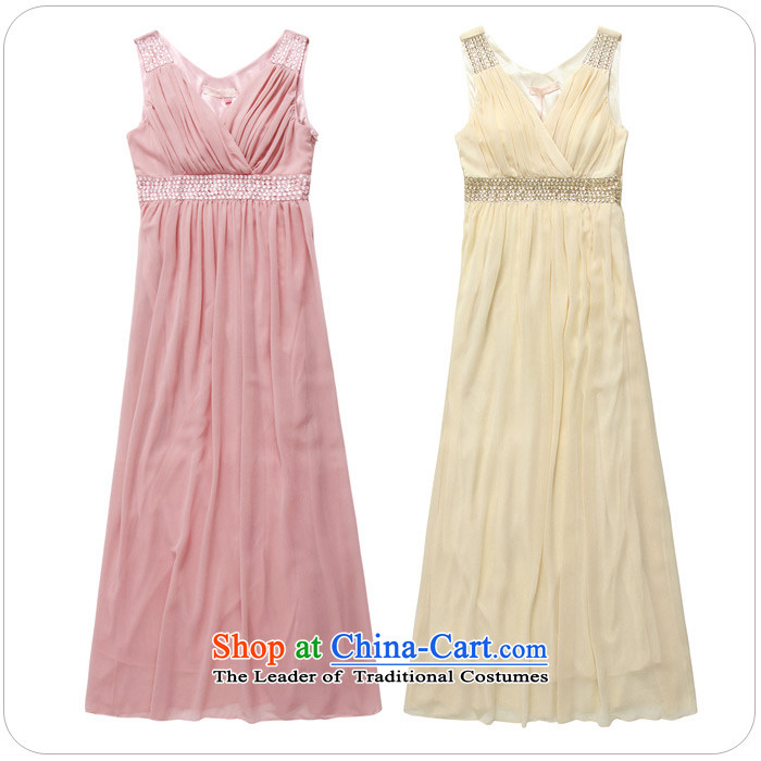 Jk2.yy sexy V-Neck nail pearl chiffon bridesmaid skirt long hosted a large evening dress sleeveless dresses champagne color XXXL recommendations about 165 Photo, prices, brand platters! The elections are supplied in the national character of distribution, so action, buy now enjoy more preferential! As soon as possible.