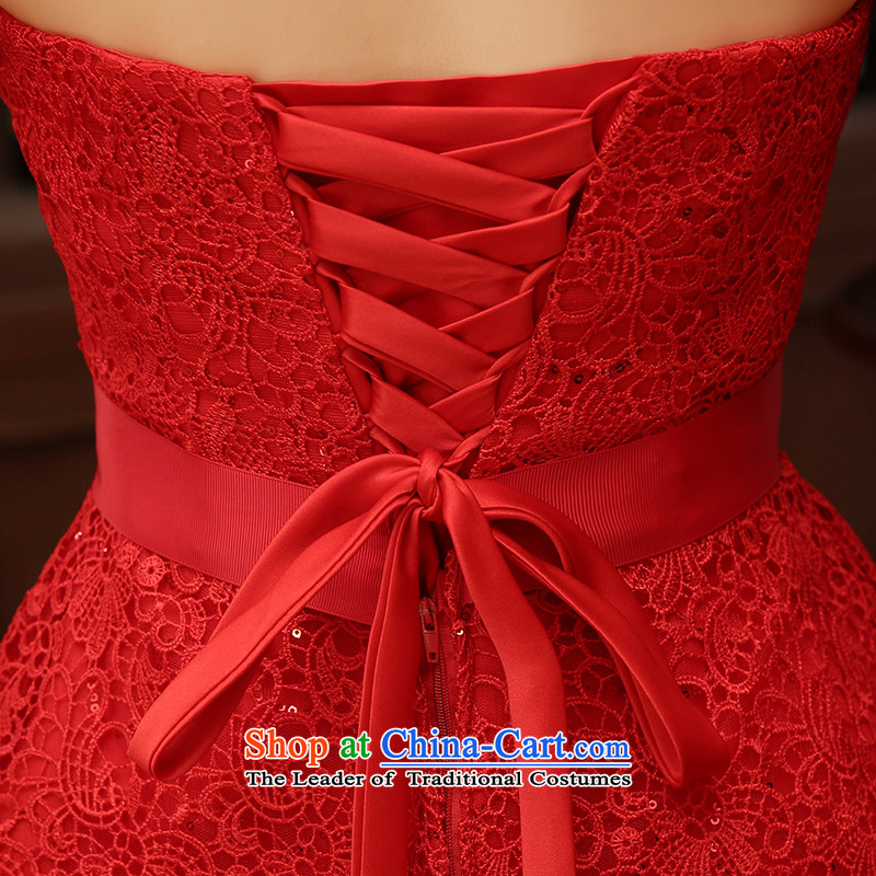 Time of Syria short wedding dress Bridal Services Korean wiped bows and chest straps small dress bridesmaid services evening dresses 2015 new fall inside the girl lace evening XXL, red time Syrian shopping on the Internet has been pressed.