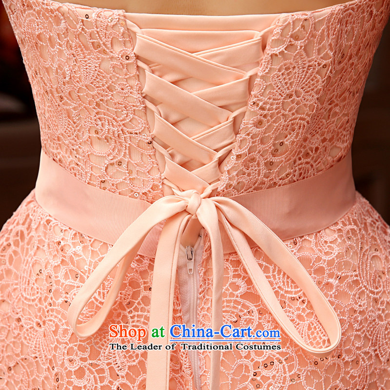 Time the new 2015 Syria Korean wiping the chest straps small dress sister bridesmaid service of married women serving raw pink toasting champagne evening dresses graduated dress bare pink XL, Syria has been pressed time shopping on the Internet