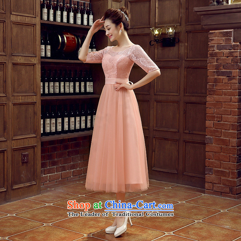 The Syrian brides bows service hour 2015 new small red dress Korean bridesmaid in long bridesmaid skirt wedding dress evening dress autumn evening female bare pink XXL, time Syrian shopping on the Internet has been pressed.