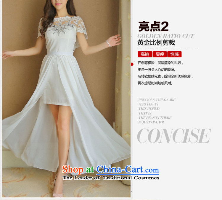 The 2015 Dili Blair Monrovia korea nail pearl diamond drill dresses Korean short of heart-ngai same aristocratic dress skirt summer long skirt 8129 White L picture, prices, brand platters! The elections are supplied in the national character of distribution, so action, buy now enjoy more preferential! As soon as possible.