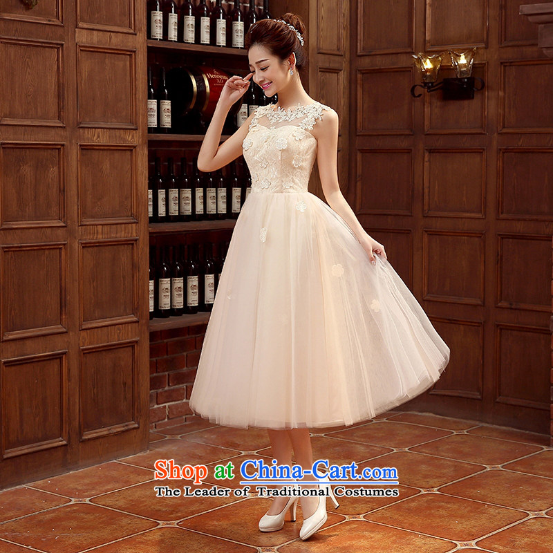 The Syrian Arab Republic 2015 Korean time champagne color bridesmaid to serve small dress bridesmaid dress skirt wedding dress bride bows services evening dresses bridesmaid mission sister skirt champagne color L, Syria has been pressed time shopping on the Internet