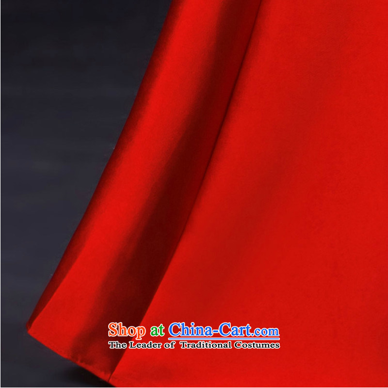 The first white into about bride red crowsfoot bows services long single shoulder evening dresses retro shoulder cheongsam dress qipao Sau San banquet back straps, M, white first into about shopping on the Internet has been pressed.