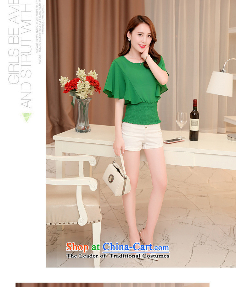 Korea Pu esher  nearly 2015 Summer new stylish Sweet round-neck collar foutune chiffon shirt female A02155936 Black XL Photo, prices, brand platters! The elections are supplied in the national character of distribution, so action, buy now enjoy more preferential! As soon as possible.