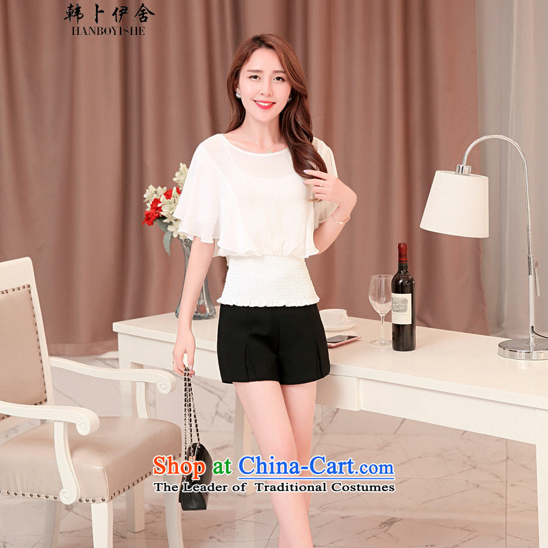 Korea Pu esher  nearly 2015 Summer new stylish Sweet round-neck collar foutune chiffon shirt female A02155936 Black XL, Won Bin Abdullah Esher (HANBOYISHE) , , , shopping on the Internet