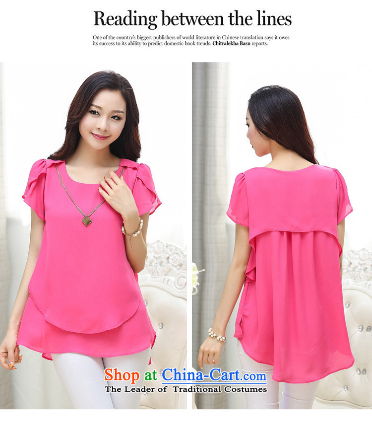 Korea Pu esher  nearly 2015 Summer Korean loose extra thick MM female round-neck collar short-sleeved shirt chiffon small black 3XL picture, prices, brand platters! The elections are supplied in the national character of distribution, so action, buy now enjoy more preferential! As soon as possible.