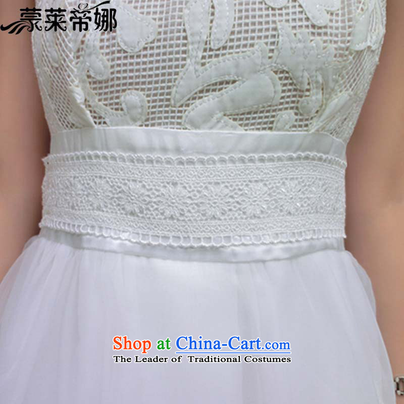 The 2015 Dili Blair and new custom Korean fashion sense of evening dresses dresses stereo grid embroidery bon bon skirt 8130 White L, Monrovia, Dili na , , , shopping on the Internet
