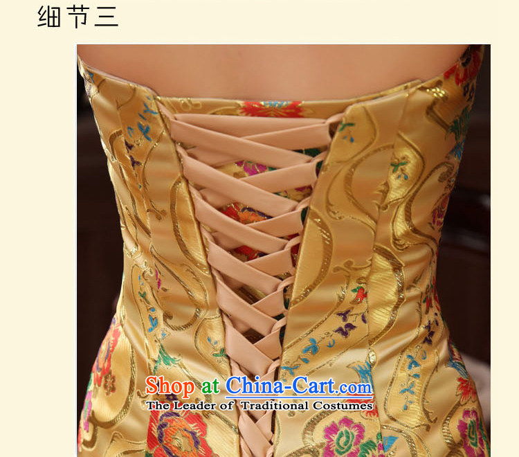 Time Syrian evening dresses 2015 new moderator tail dress gold crowsfoot qipao etiquette evening robes of the dragon, Bridal Services evening drink banquet stage costumes yellow S picture, prices, brand platters! The elections are supplied in the national character of distribution, so action, buy now enjoy more preferential! As soon as possible.