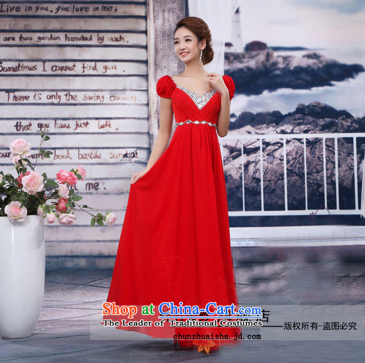 Pure Love bamboo yarn new bride long gown shoulders dress chiffon bridesmaid evening dress toasting champagne small service performance dress summer red long L picture, prices, brand platters! The elections are supplied in the national character of distribution, so action, buy now enjoy more preferential! As soon as possible.