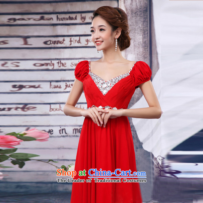 Pure Love bamboo yarn new bride long gown shoulders dress chiffon bridesmaid evening dress toasting champagne small service performance dress summer red long , L, pure love bamboo yarn , , , shopping on the Internet