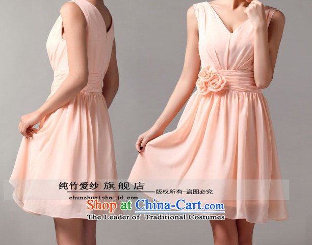 Pure Love bamboo yarn shoulders chiffon short skirt dress lovely short concert bridesmaid marriages bows stylish pale-pink dress summer S picture, prices, brand platters! The elections are supplied in the national character of distribution, so action, buy now enjoy more preferential! As soon as possible.