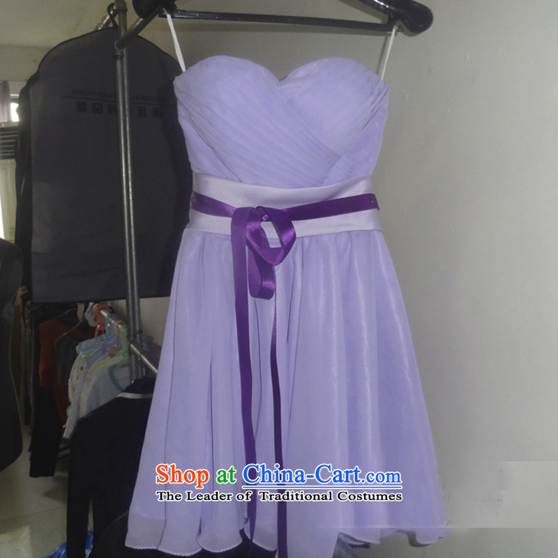 Pure Love bamboo yarn purple bridesmaid short of mission dress reception banquet dress dress bridesmaid dress sister skirt dress with a light purple love bamboo yarn plain XXXL, shopping on the Internet has been pressed.