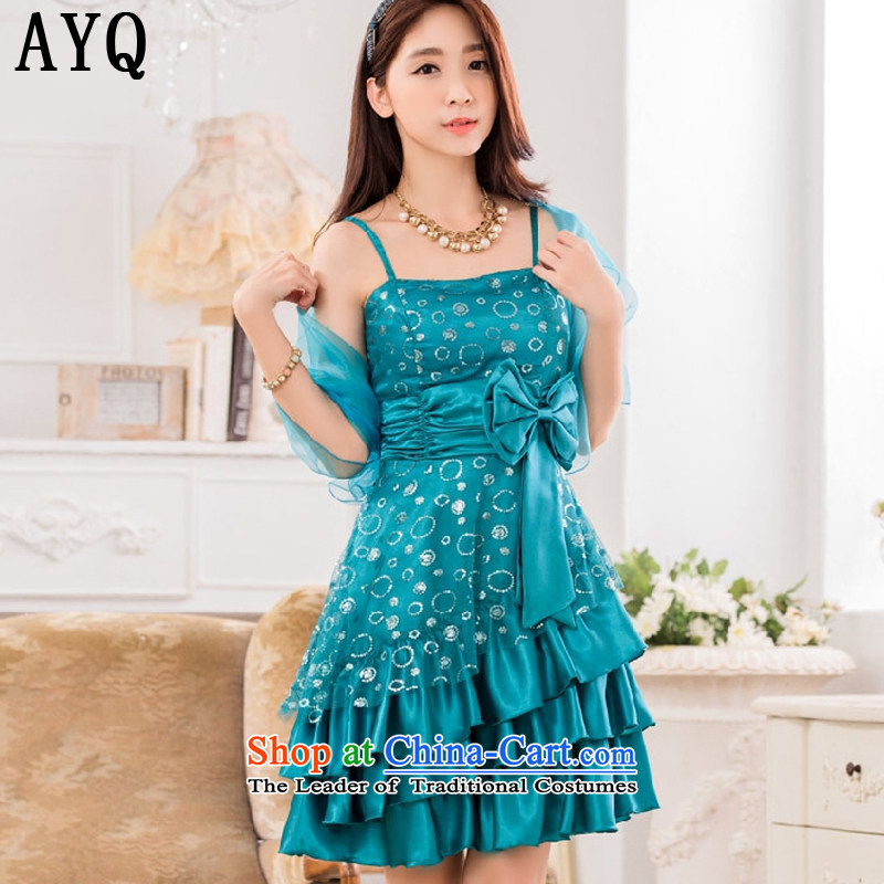 Hiv has chaired qi evening performances on the evening dress is a bow tie strap small blue XXXL T9838A-1 dress