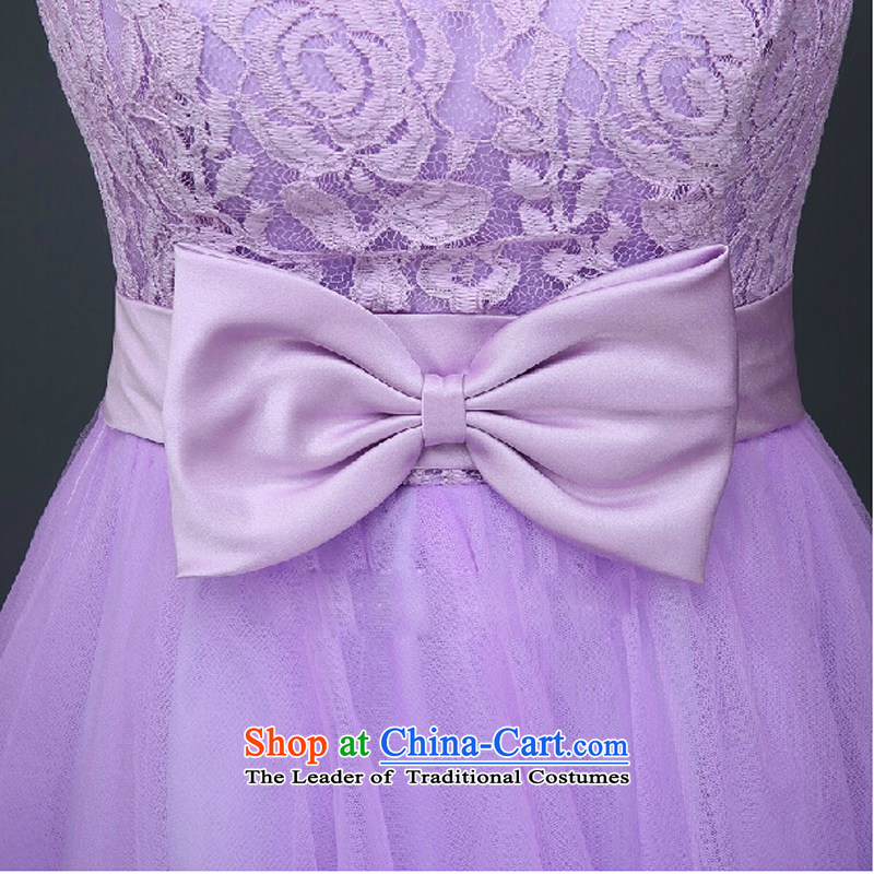 Pure Love bamboo yarn upscale bridesmaid service light purple light meat pink shoulder strap lace butterfly partnering madame short skirts sister skirt bridesmaid mission ceremony with a light purple bamboo Pure Love yarn XXL, shopping on the Internet has been pressed.