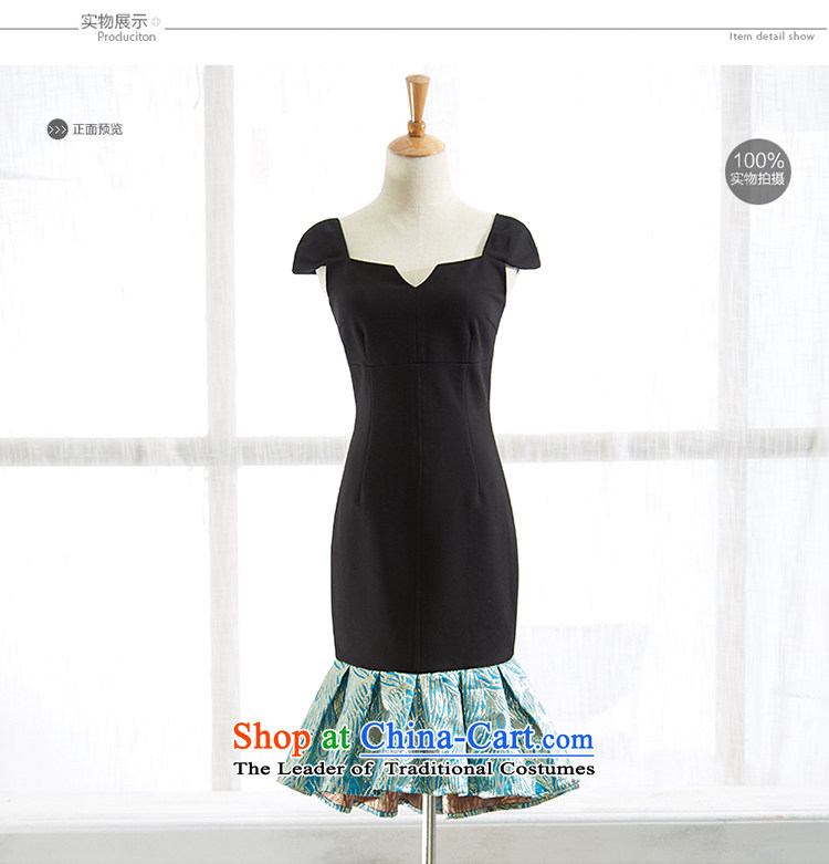 Yi Ge lire aristocratic temperament knocked color stitching Foutune of Sau San video thin crowsfoot dress dresses black 61086 S picture, prices, brand platters! The elections are supplied in the national character of distribution, so action, buy now enjoy more preferential! As soon as possible.