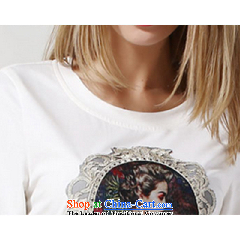 Korea Pu esher  nearly 2015 Summer new larger female thick mm personality embroidery patterns Kit Bai 2032672940 large white code XXL, Korea Pu (HANBOYISHE esher) , , , shopping on the Internet