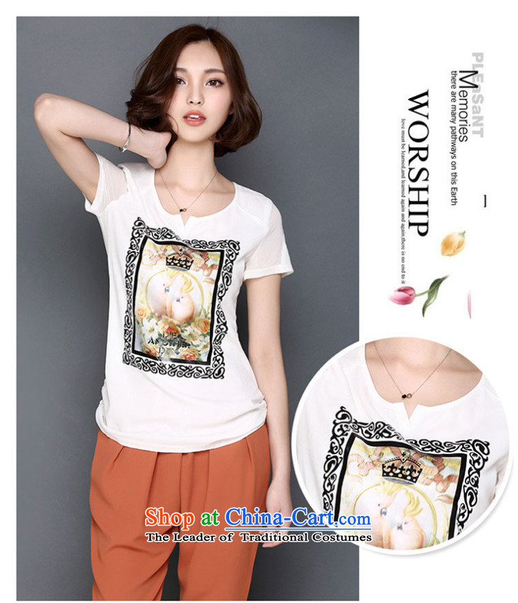 Korea Pu esher  nearly 2015 Korean large relaxd dress thick mm Sau San 3D Vision stamp short-sleeved T-shirt, forming the shirt gauze White XL Photo, prices, brand platters! The elections are supplied in the national character of distribution, so action, buy now enjoy more preferential! As soon as possible.