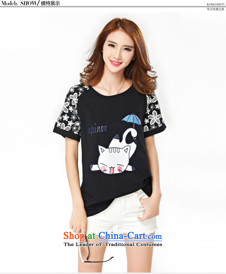 Hong Tai Spring  2015 Summer δ larger female thick mm to xl short-sleeved T-shirt video thin thick black 2XL pictures, sister price, brand platters! The elections are supplied in the national character of distribution, so action, buy now enjoy more preferential! As soon as possible.