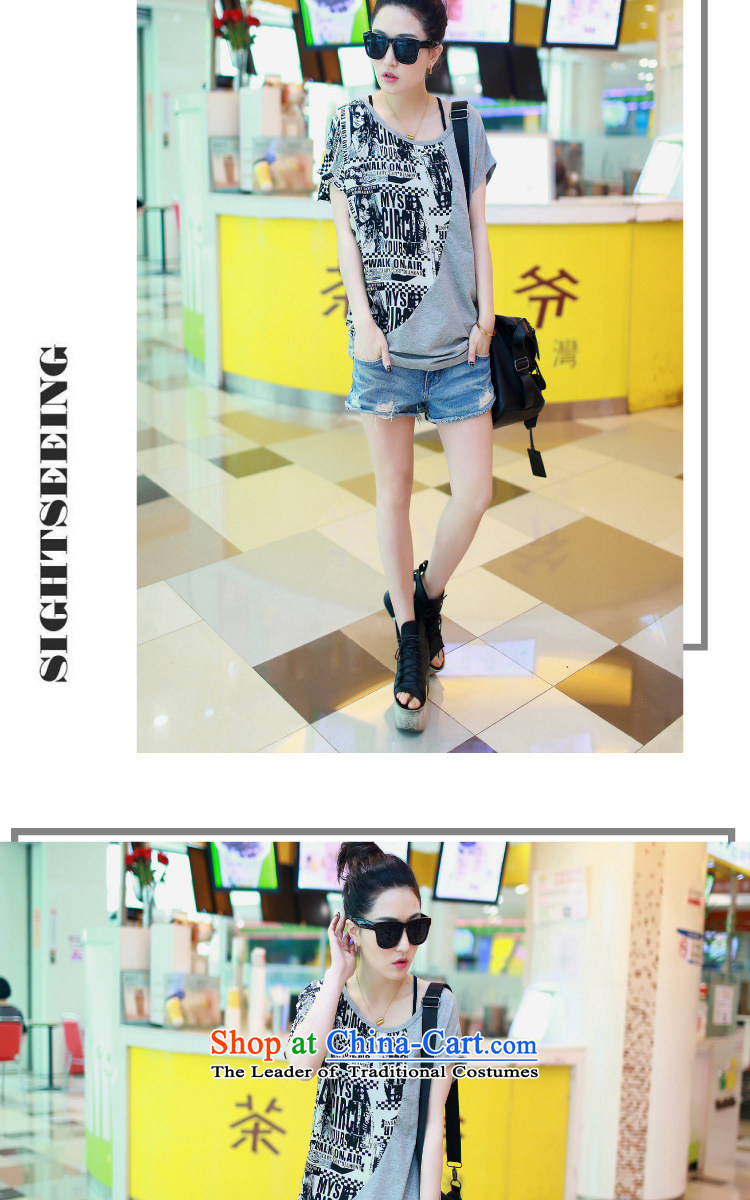 Hong Tai Spring  2015 δ new summer bat sleeves stitching chiffon shirt larger female short-sleeved T-shirt Gray L picture, prices, brand platters! The elections are supplied in the national character of distribution, so action, buy now enjoy more preferential! As soon as possible.